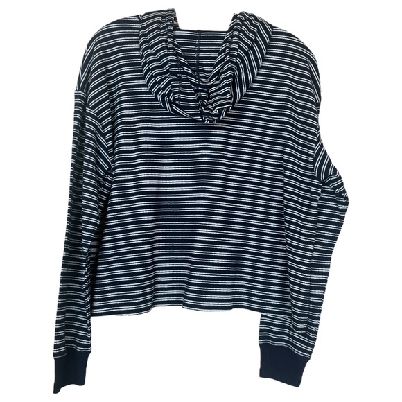 Hollister Navy White Stripes Knit Lightweight Must Have Collection Hoodie Small - Picture 6 of 8